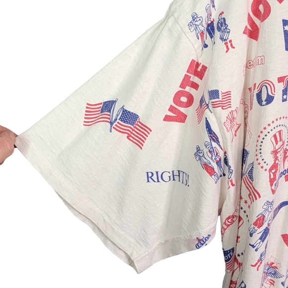 Vote Rights USA Uncle Sam All Over Print AOP Vintage Single Stitched Tee XL - Picture 4 of 16